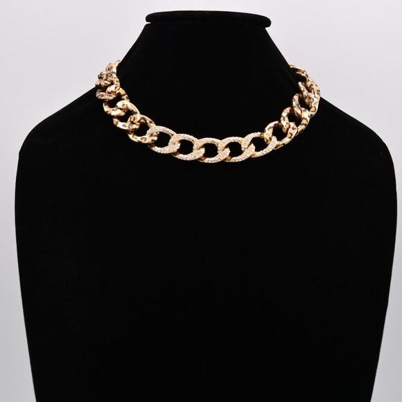 Betsey Johnson Crystal Leopard Necklace Chain Collar Gold Heavy Chunky BinAU - Picture 4 of 12